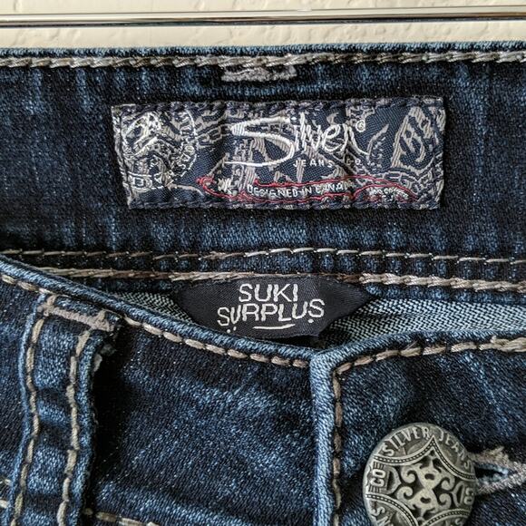 Silver Jeans Suki Surplus Denim Western Flap Pockets Boot Cut Whiskering W28 L32 - Picture 4 of 8